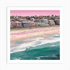 Bondi Beach, Sydney, Australia Pink Photography 1 Art Print