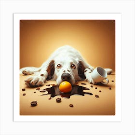 Dog With Orange Art Print