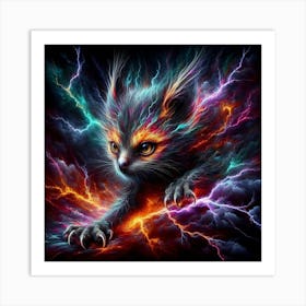 Lightning Cat Art Print