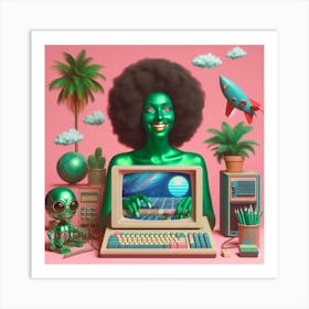 Woman With A Computer 1 Art Print