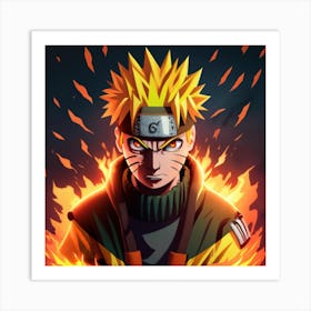 Naruto In Angry Mood With Fire And Fight Vibran 2 Art Print