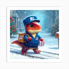 Dinosaur Mail Carrier Art Print