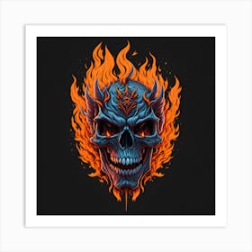 Skull In Flames 2 Art Print