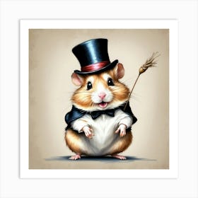 Hamster In Top Hat 7 Art Print