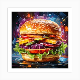 Modern Feast Burger Art Art Print