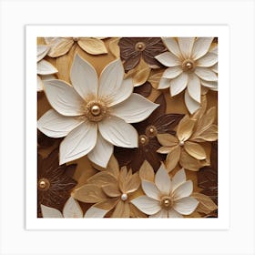 Flowers in gold 8 Art Print