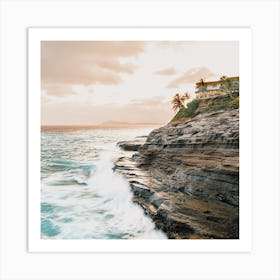 Ocean Cliffs Sunset Art Print