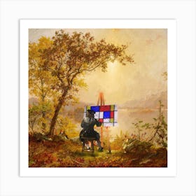 Authentic Cubist Landscape Square Art Print