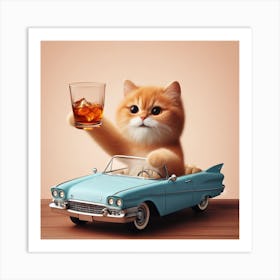 Cat In A Car Art Print