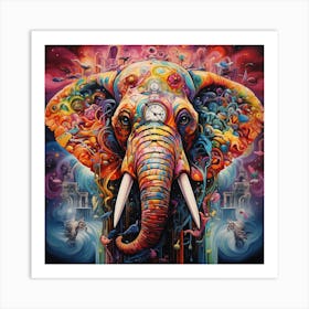 Elephant In Space Art Print