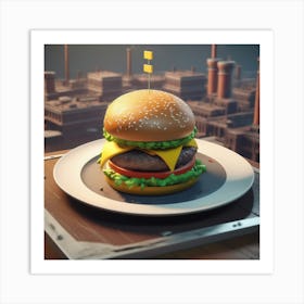 Burger In The City Art Print