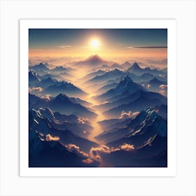 Sunrise Over Mountains Art Print