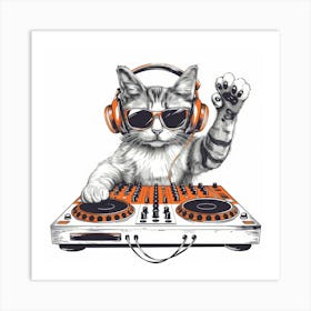 Dj Cat Art Print