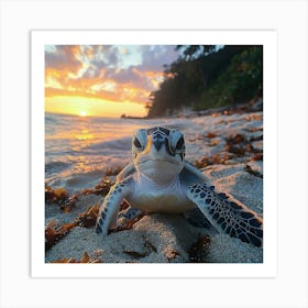 Baby Sea Turtle Looking Ahead Art Print