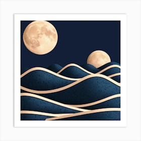 Moon Over The Ocean Art Print