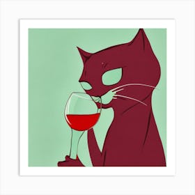 Cat Drinking Wine Wine For One Cat Drinking Wine Art Print Art Print