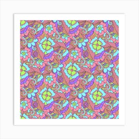 Abstract Hippy Flowers 15 Poster