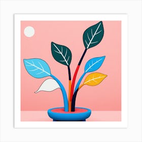 Colorful Leaves In A Pot Art Print