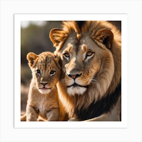 Lion And Cub Art Print