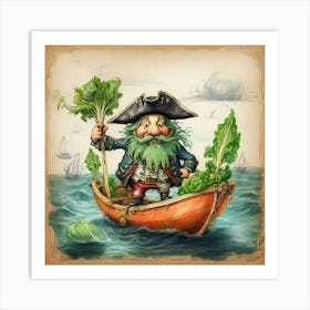 Pirate In A Boat Art Print