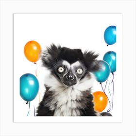 Lemur With Balloons 7 Art Print