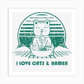 Trending Kawaii Ramen Neko Retro Cat Japanese Noodle Art Print