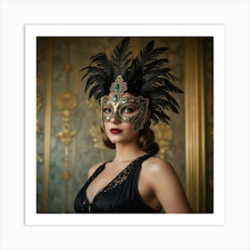 Beautiful Woman In A Masquerade Mask 1 Art Print