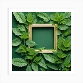 Frame With Mint Leaves Art Print