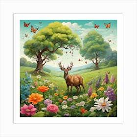Deer In The Meadow 2 Art Print