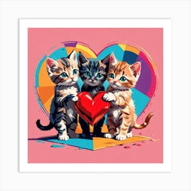 Valentine Kittens 1 Art Print