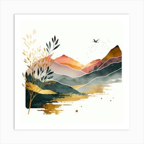 Watercolor Landscape Painting 2 Art Print