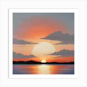 Sunset Over Water Paintings Art Print 3 Art Print