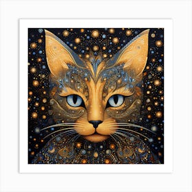 Cat With Starry Eyes Art Print