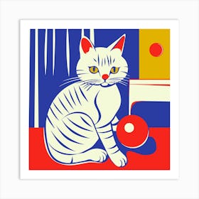 Cat With Ball 1 Art Print