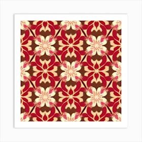 Red And White Floral Pattern Art Print