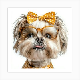 Dog With Glasses 63 Art Print