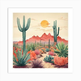 Cactus Desert art print 2 Art Print