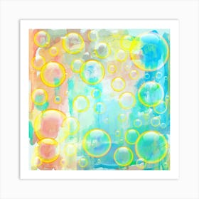 Bubbles Blue Floating Air Art Print