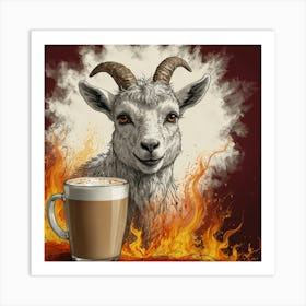 Goat On Fire 4 Art Print