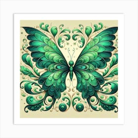 Green Butterfly Art Art Print