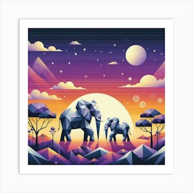 The Gentle Giants of the Savannah Elephants Art Print