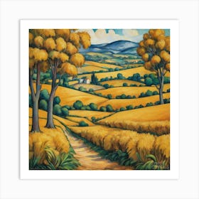 Fields Of Gold Painting Inspired By Paul Cezanne Art Print 2 Art Print