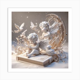 Angels On A Book 1 Art Print