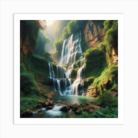 Waterfall In The Forest 47 Art Print