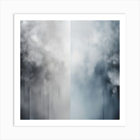 Abstract Minimalist Painting That Represents Duality, Mix Between Watercolor And Oil Paint, In Shade (43) Art Print