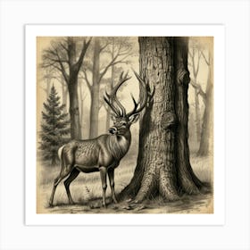 Deer In The Woods 18 Art Print