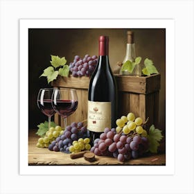 Wine And Grapes art print 2 Art Print