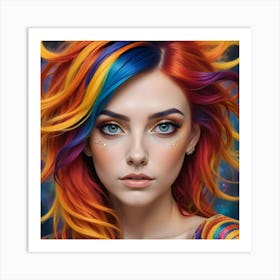 Rainbow Haired Girl Art Print