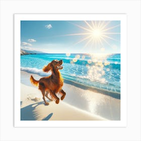 Dog On The Beach Art Print