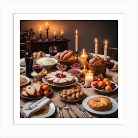 Christmas Table Setting Art Print